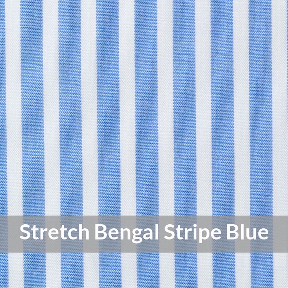 STEH6078 – Light Weight, Mid Blue/White Easy Care Stretch Fine Stripe, Soft Touch