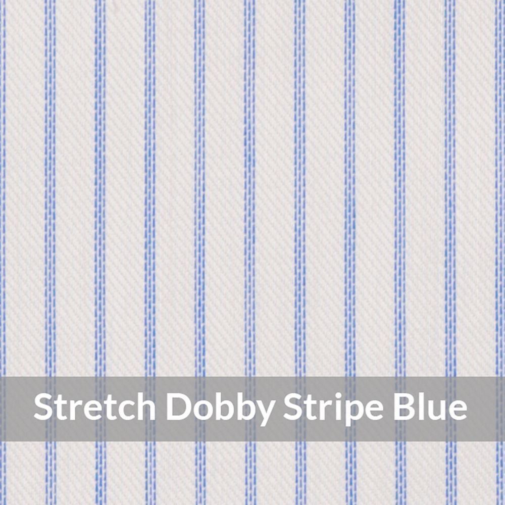 STEH6066 – Light Weight , Mid Blue/White Easy Care Stretch Pencil Stripe,  Soft Touch