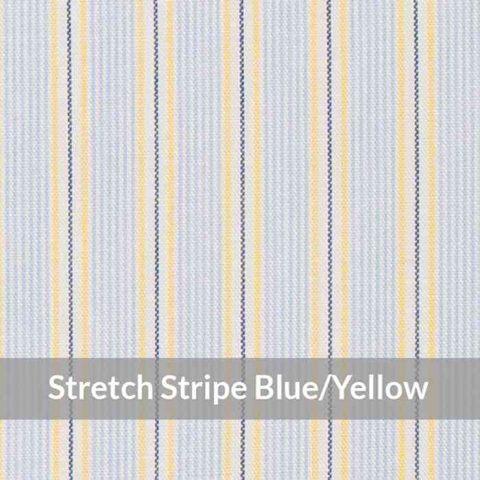 STEH6076 – Light Weight, Blue/Yellow/white Easy Care Stretch Pencil Stripe, Soft Touch