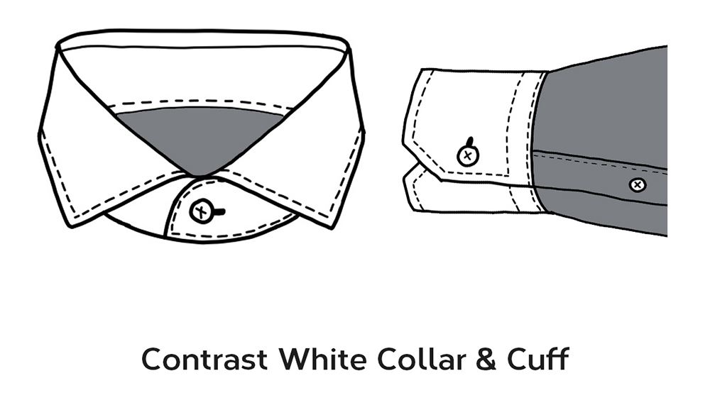 Contrast White Collar & Cuff