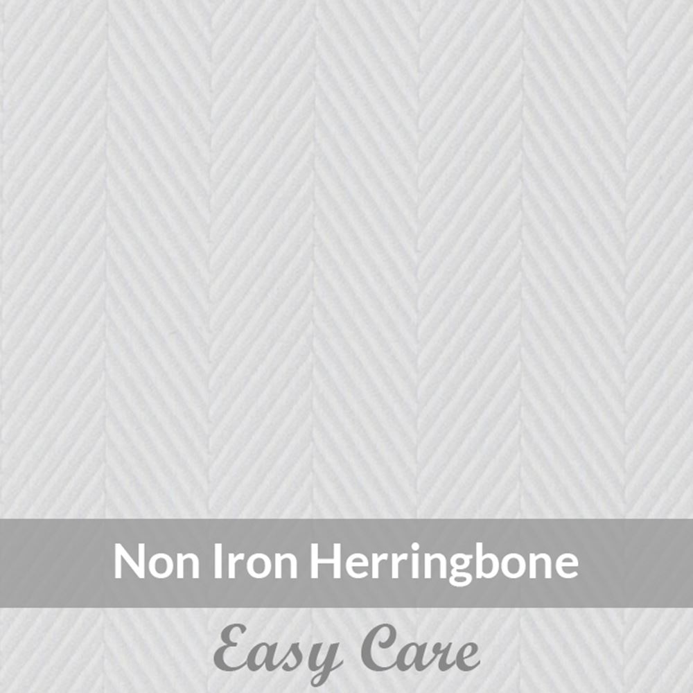 SFEN2009 - Medium Weight, White Non Iron, Easy Care Cotton Herringbone