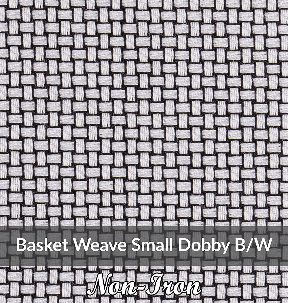 SFEN3091, Medium Weight, Black/White,Non Iron Basket Weave Dobby
