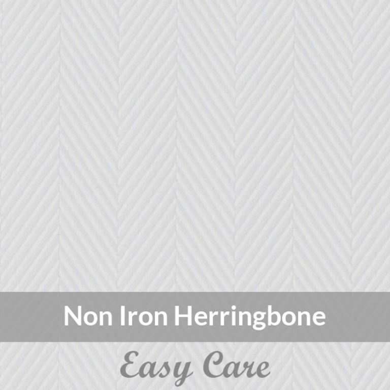 SN2009 - Medium Weight, White Non Iron, Easy Care Cotton Herringbone