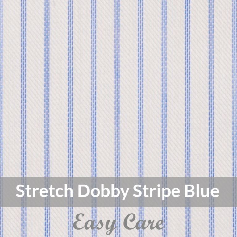 STEH6066 – Light Weight , Mid Blue/White Easy Care Stretch Pencil Stripe, Soft Touch