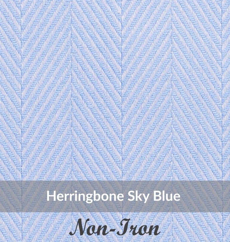 SFEN3089, Medium Weight, Sky Blue,Non Iron Herringbone Dobby Strip